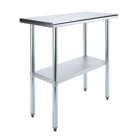 AMGOOD Stainless Steel Metal Table with Undershelf, 36 Long X 18 Deep AMG WT-1836